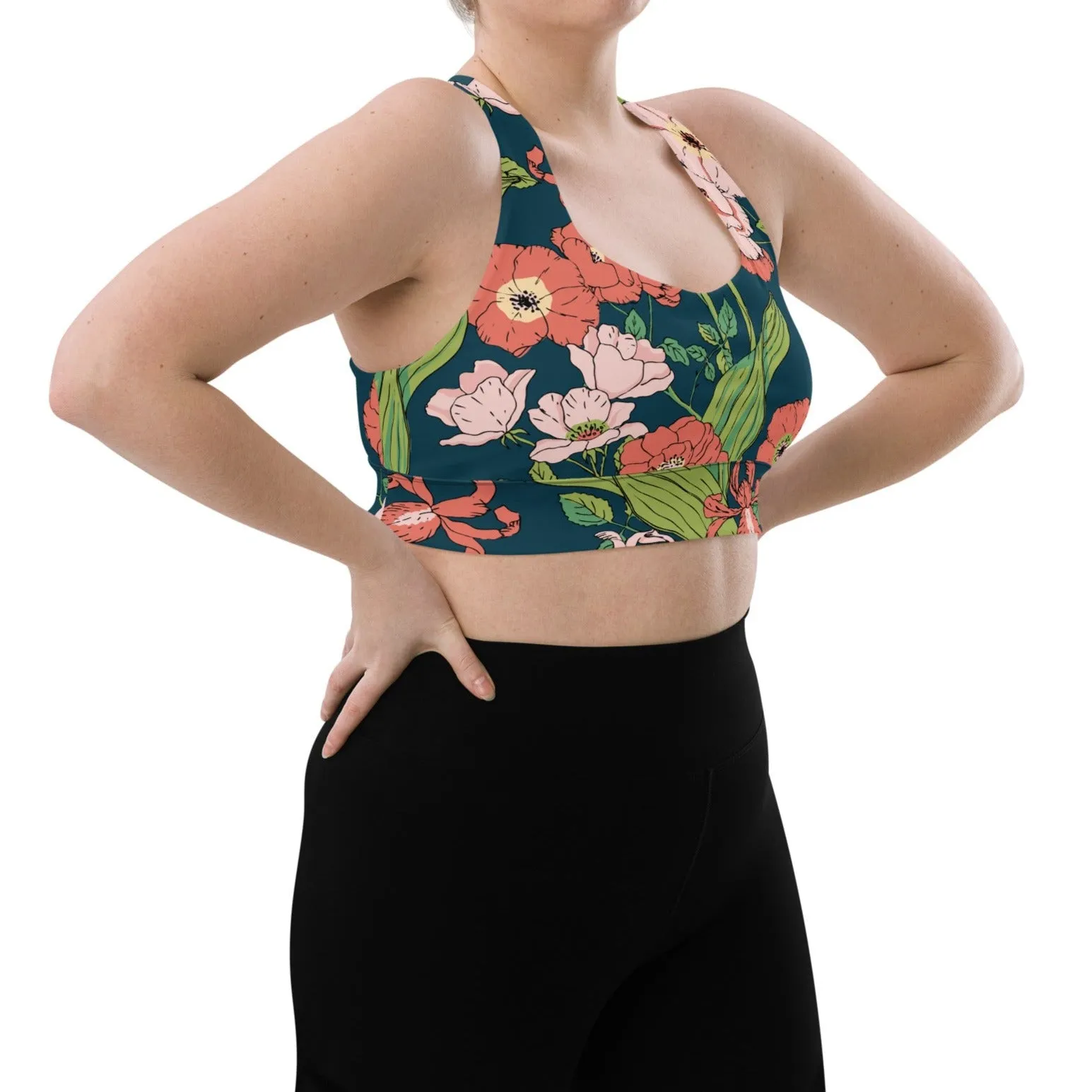 Swim Sports Bra Top UPF 50  Sizes XS-3XL - Seychelles Floral