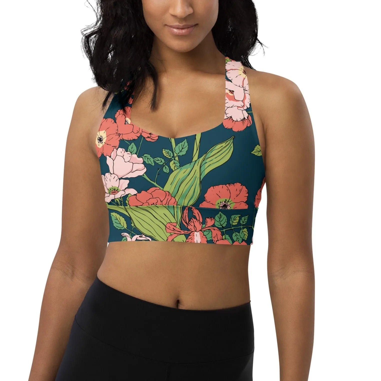 Swim Sports Bra Top UPF 50  Sizes XS-3XL - Seychelles Floral