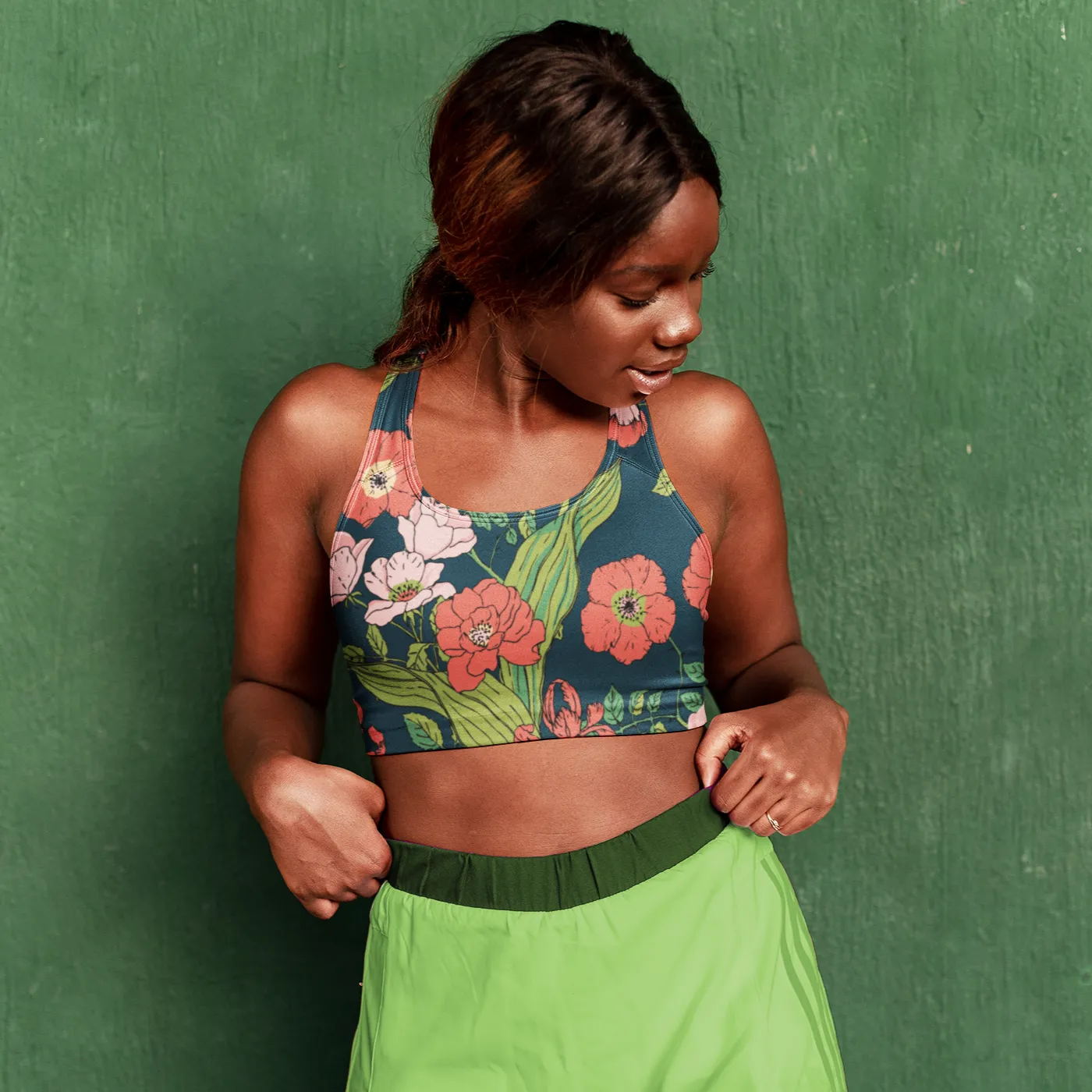 Swim Sports Bra Top UPF 50  Sizes XS-3XL - Seychelles Floral
