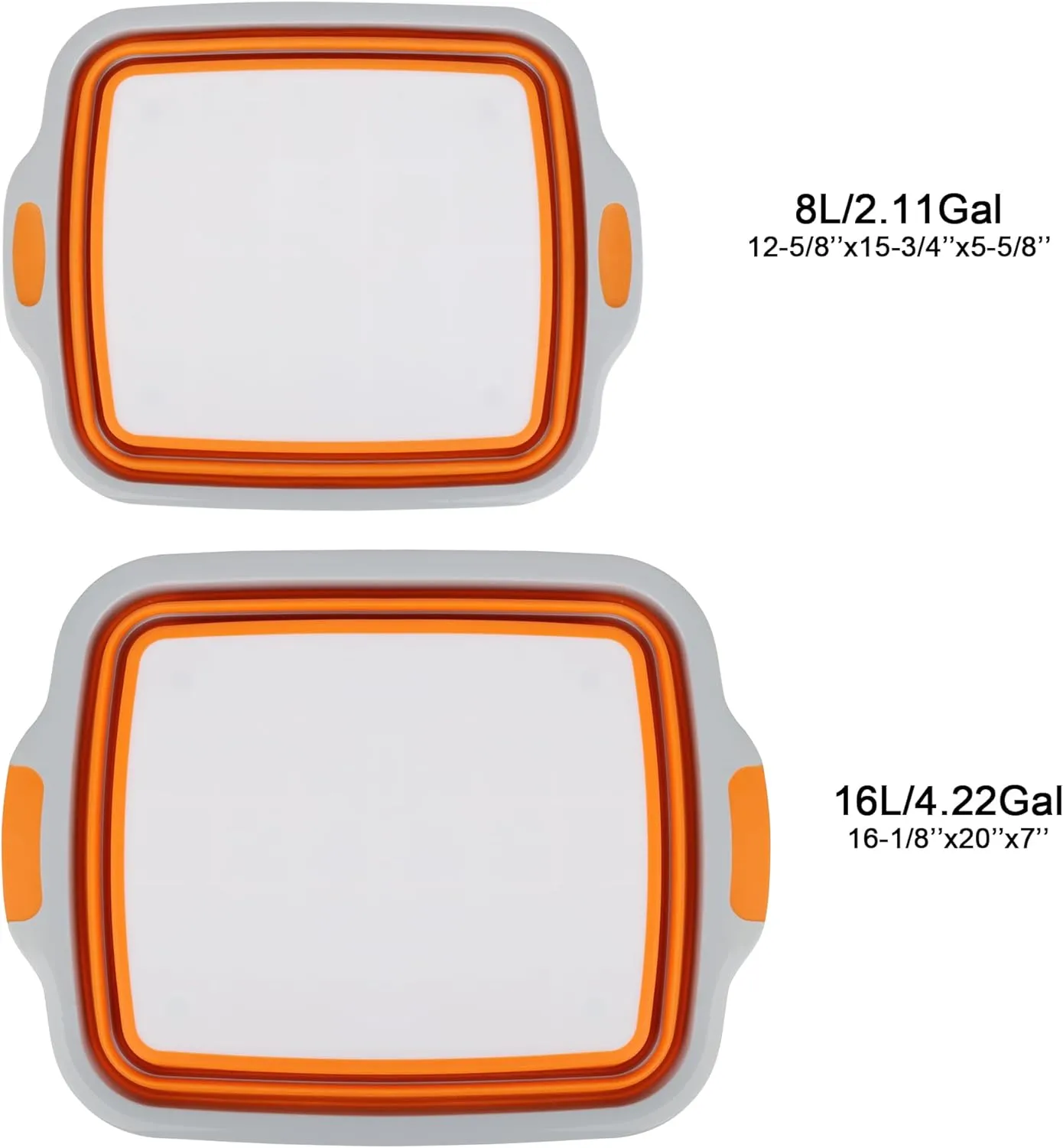 Tiawudi Collapsible Cutting Board with Container, Foldable BBQ Prep Tub, Sapce Saving Dish Basin for Kitchen, Camping, Picnic, Vegetable and Fruit, 2.11 Gal / 8L Portable Sink