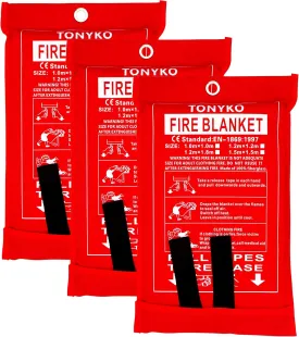 Tonyko Fiberglass Fire Blanket for Emergency Surival, Flame Retardant Protection and Heat Insulation with Various Sizes3Pack (39.339.3 inches)
