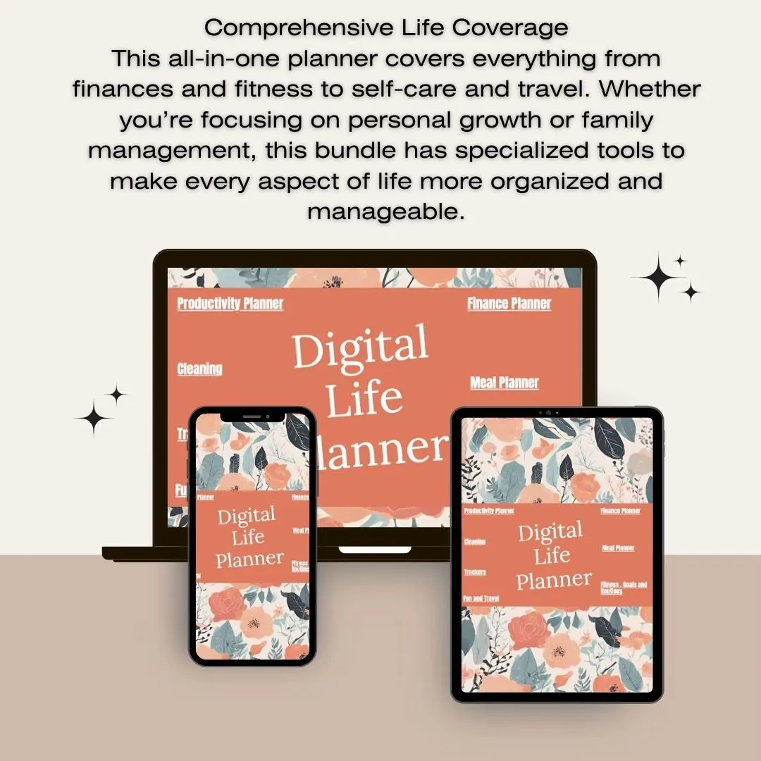 Ultimate Life Planner Bundle | Digital, Editable &amp; Printable | A4, Letter, iPad Compatible | Goals, Finance, Fitness, Self-Care, Travel &amp; More