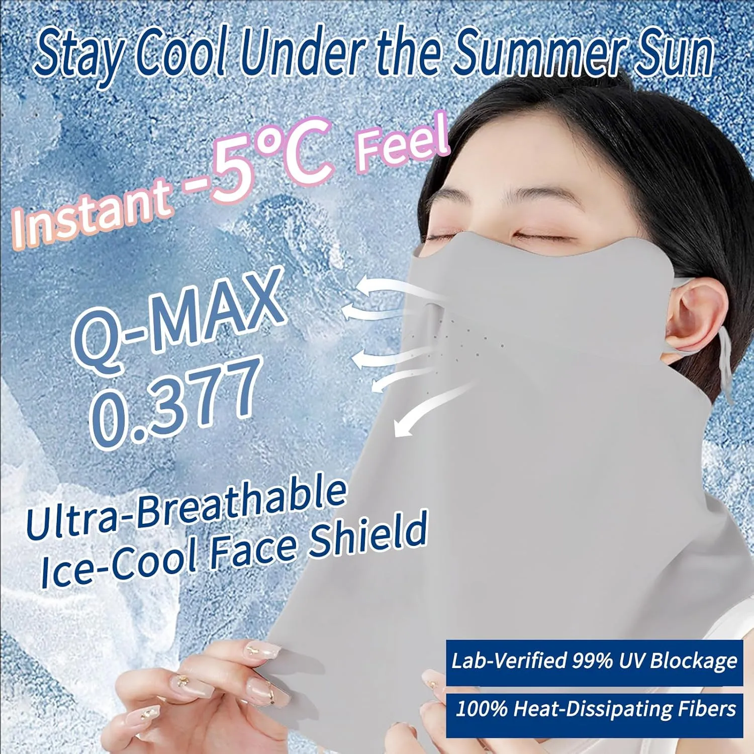 UV Protection Face Sun Mask with Neck Coverage Breathable Design for Outdoor Activities