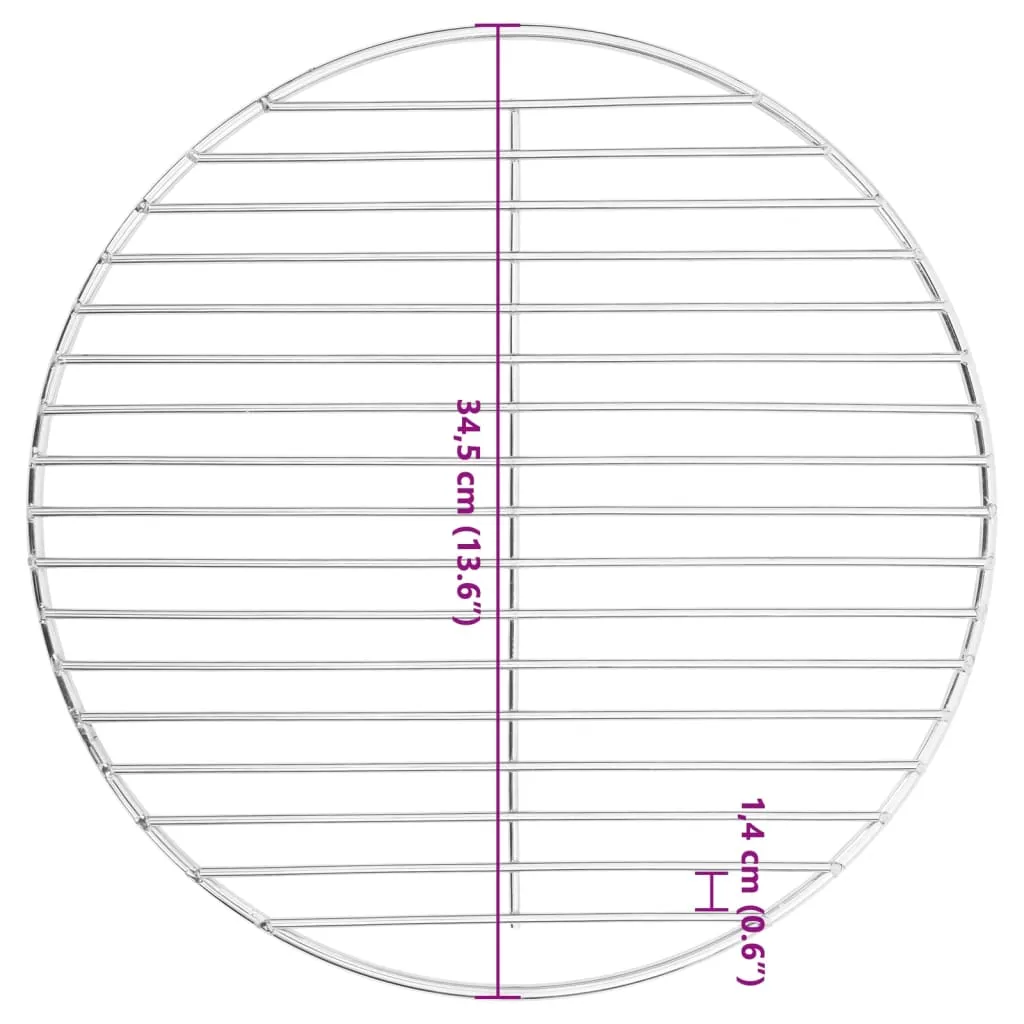 vidaXL BBQ Grill Grate Round Ø34.5 cm 304 Stainless Steel