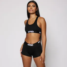 Women's PSD Solid Black Sports Bra