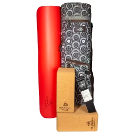 Yoga Bundle | Rubber Mat, Cork Blocks, Strap, Bag, 72" Mat