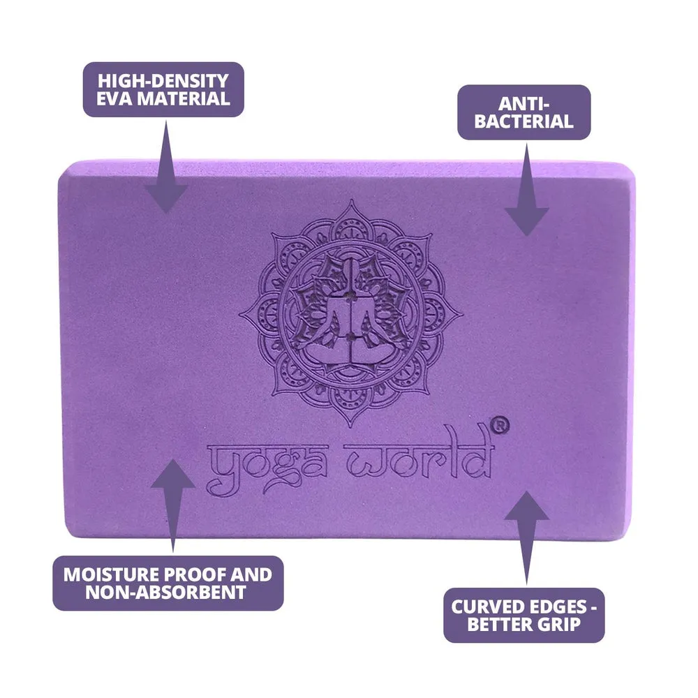 Yoga World EVA Yoga Block Set of 2 Foam Block High Density and Non-Slip Bricks
