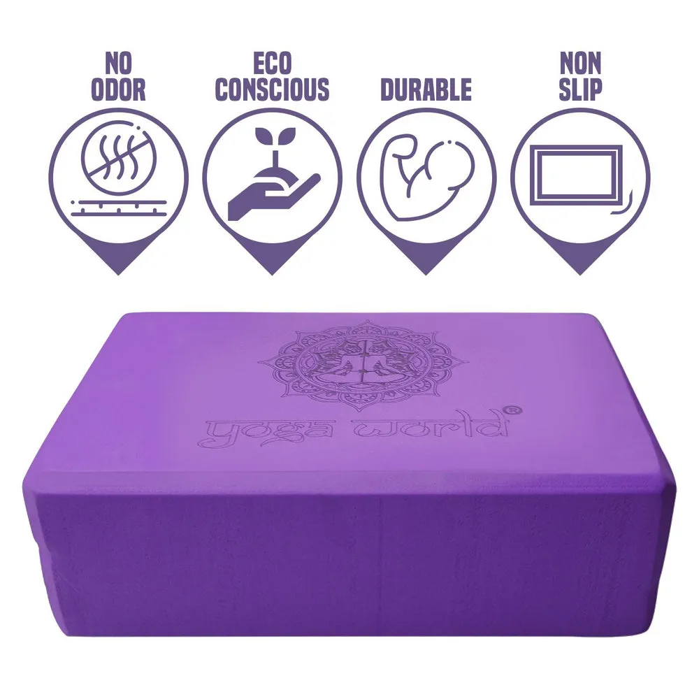 Yoga World EVA Yoga Block Set of 2 Foam Block High Density and Non-Slip Bricks