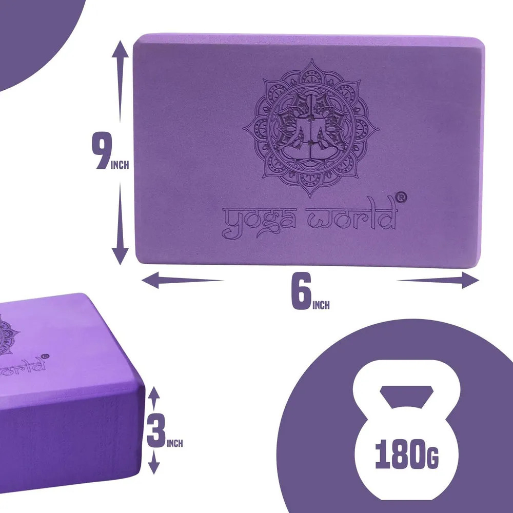 Yoga World EVA Yoga Block Set of 2 Foam Block High Density and Non-Slip Bricks